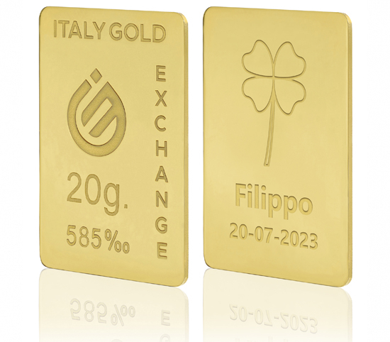Sztabka Złota Czterolistna koniczynaszczęścia 14kt 20gr IGE GOLD